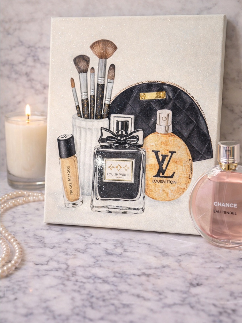 Luxury Glam Vanity Canvas Wall Art Beauty Room Decor